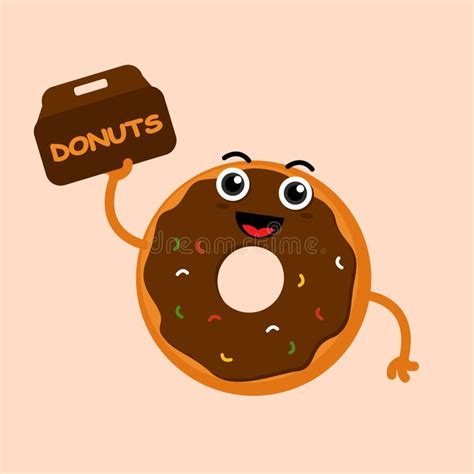 Cute Donuts And Coffee Smiling With Love Flat Cartoon Characters Stock