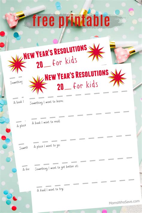 Free Kids New Years Resolution Printable With 5 Fill In The Blank