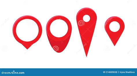 Red Pin Point Icons Set Map Location Pointer Isolated On White