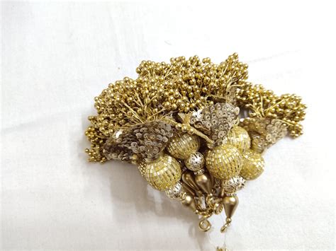 Golden Sequence Beads Work Tassels By Pair Etsy