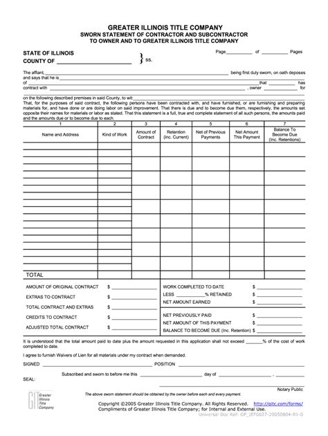Sworn Statement For Contractor And Subcontractor To Owner Fill Online