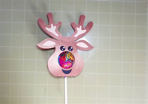 Svg Reindeer Lollipop Holder Rudolph Red Nose Favor For Kids Etsy España