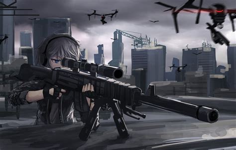 Anime Girl Sniper Rifle Shooting 4k 197 Wallpaper