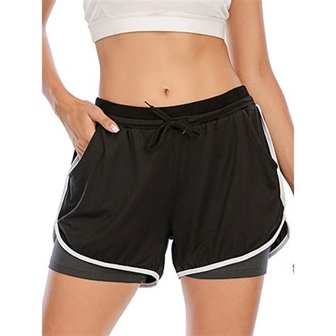 Dodoing Womens Yoga Shorts Butt Lift Shorts Double Layer Running