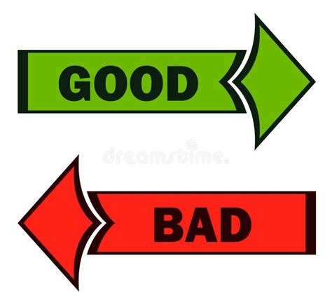 Good And Bad Green And Red Direction Arrows Stock Vector