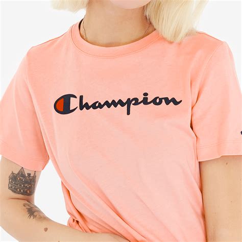 Champion Womens Crewneck T-Shirt - Pink - Womens Clothing