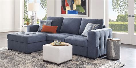 Angelino Heights Blue 2 Pc Sleeper Sectional Rooms To Go