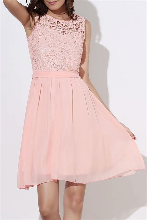 17 Off 2021 Round Collar Sleeveless Dress In Light Pink Dresslily