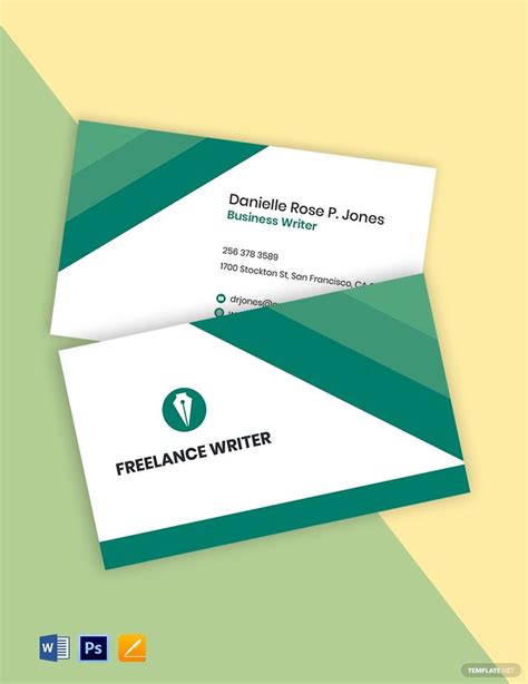 Freelance Writer Business Card Template In Pages Word Psd Download