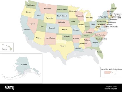 United States Of America Political Map With Drop Shadow On White