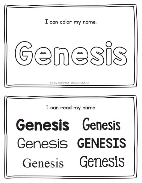 Genesis Name Printables For Handwriting Practice A To Z Teacher