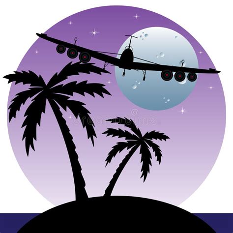 Air Plane Flying Over The Sea Stock Vector Illustration Of Vacation