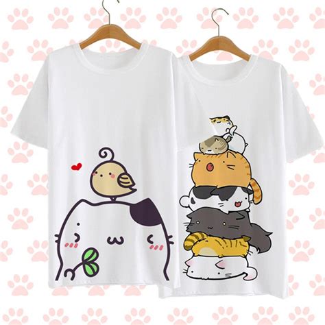 New Cute Neko Atsume Cosplay T Shirt Cosplay Anime The Cat Yard T Shirt