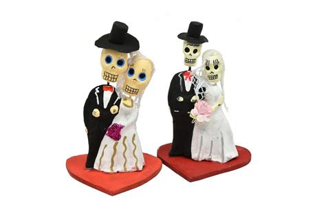 One Couple Wedding Set Skeletons Bride Groom Day Of The Dead Mexico Folk Art Ebay