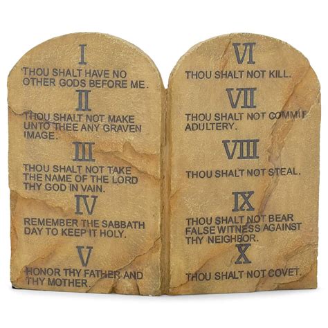 Ten Commandments Resin Stone 11 X 9 Wall Or Tabletop Plaque