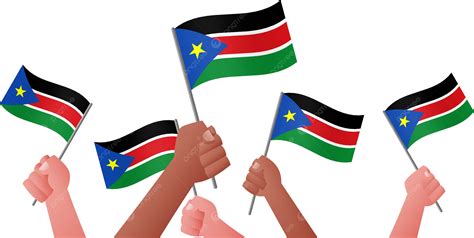 南スーダンの国旗を保持し透明な単純なベクトル図を祝う手イラスト画像とpsdフリー素材透過の無料ダウンロード pngtree