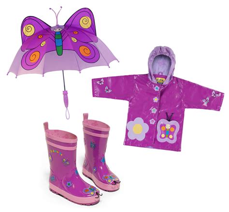 Kidorable Butterfly Rainwear Set For Girls Coat Boots And Umbrella
