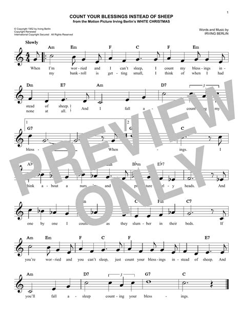 Count Your Blessings Instead Of Sheep Sheet Music Irving Berlin
