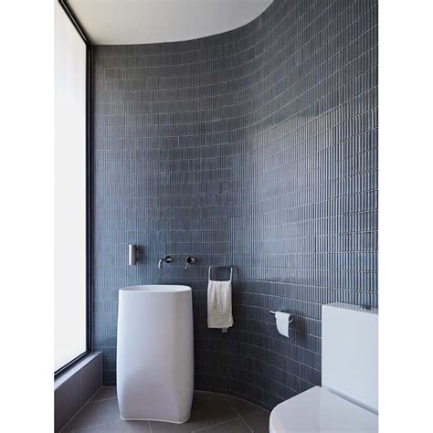 Curved Bathroom Wall With Yohen Border Tiles By Inax Japan Photo By