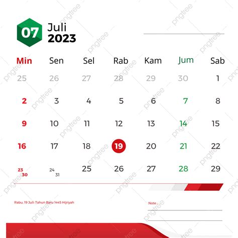 Kalender Juli 2023 렝캅 뎅간 탕갈 메라 캘린더 2023 2023년 7월 달력 템플릿 캘린더 2023 Png
