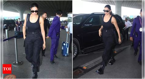 Deepika Padukone Makes Heads Turn At The Airport With Her All Black Outfit Pics Hindi Movie