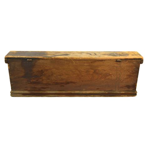 Antique Carpenters Tool Box Big 38 Walnut Wood Chest Unusual Slope Fr