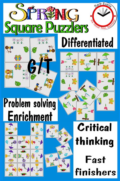 Critical Thinking Square Puzzles Spring Activity Brain Teasers Logic