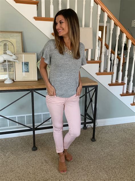 How To Wear One Grey Top Twelve Ways Just Posted Pink Pants Outfit
