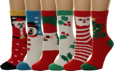 Gilbins 6 Pairs Womens Supersoft Fuzzy Socks Size 9 11 X Mas Holiday