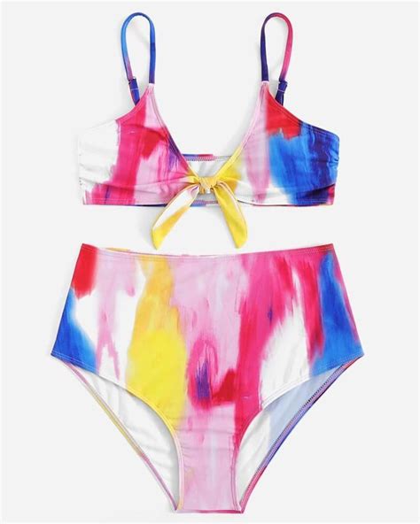 glamorous multicolor high waist bikini set