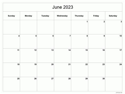 Printable Calendar June 2023