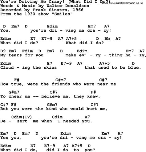 song lyrics with guitar chords for you re driving me crazy frank sinatra 1966