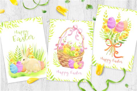 Happy Easter Watercolor Collection 81099 Illustrations Design Bundles