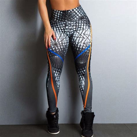 High Waist Yoga Pants Women Fitness Sport Leggings Striped Letter Print Tight Gym Running