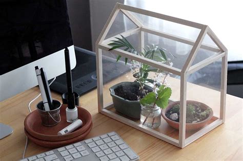 Bring a few of your smaller plants to the office with this desktop greenhouse tutorial. How to make a Mini Greenhouse | Mini greenhouse, Diy mini ...