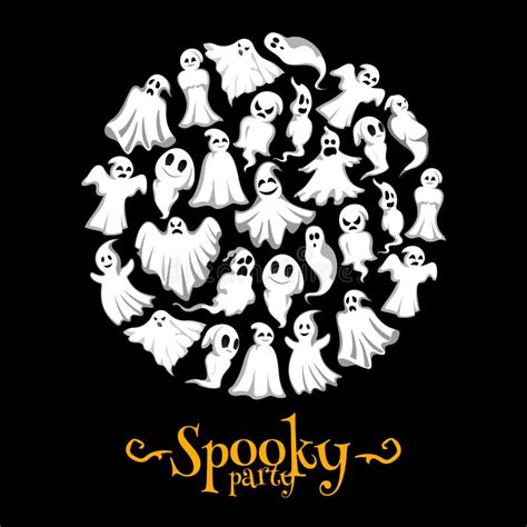 Halloween Vector Spooky Party Ghost Poster Stock Vector Illustration