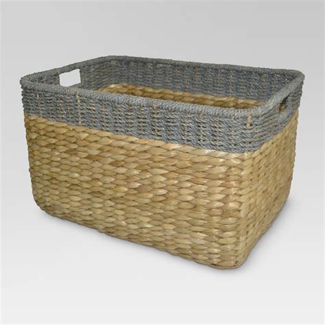 1325x22 Seagrass Extra Large Rectangle Storage Basket With Gray Trim