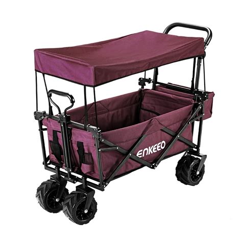 Foldable Beach Wagon Enkeeo Outdoor Sports Folding Collapsible Utility