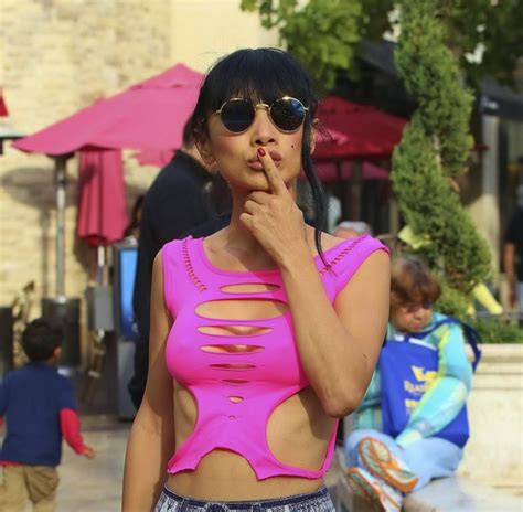 Bai Ling Braless Nipple Pokes While Shopping In West Hollywood