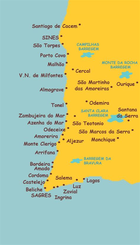 Portugal Beaches Map Map Of Portugal Beaches Southern Europe Europe