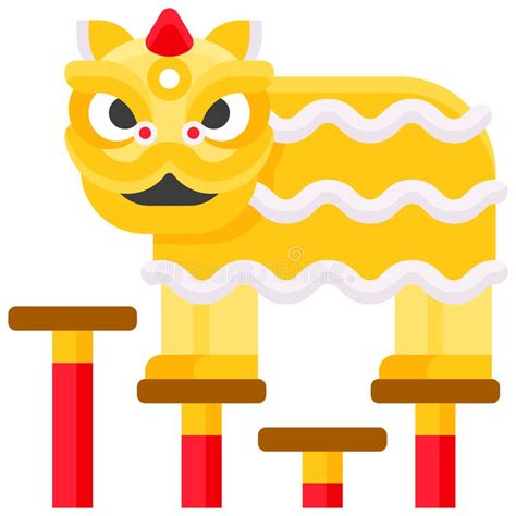 Lion Dance Dancing On Poles Icon Lion Dance Related Vector Stock