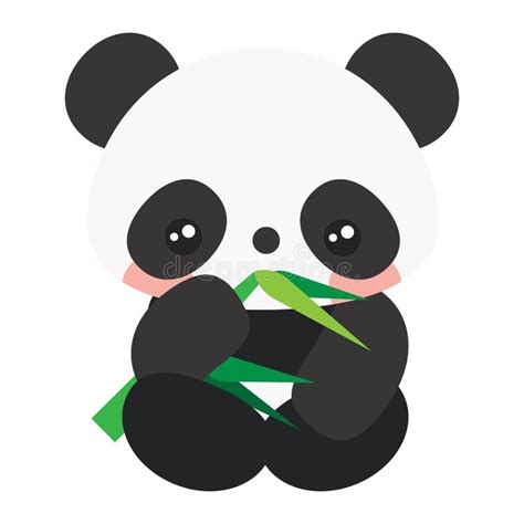 Cute Cartoon Baby Panda Panda Sitting On The Floor And Eating Bamboo