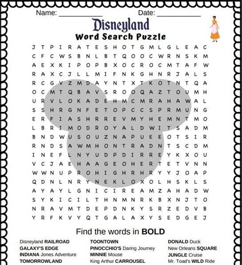 Disneyland Word Search Puzzle Free Printable Pdf Puzzles For Kids