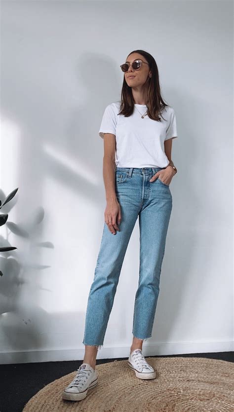 Blue Jeans White Shoes Outfit Womens Man Huntley