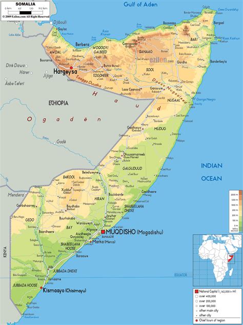 Physical Map Of Somalia Ezilon Maps