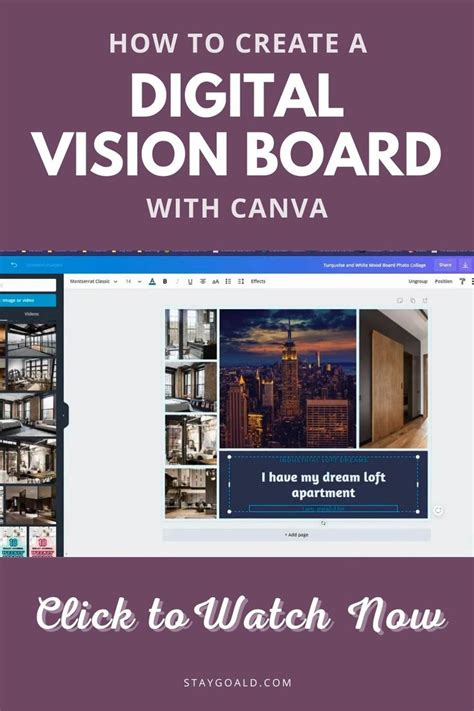 Create A Free Digital Vision Board Online With Canva Video Video In