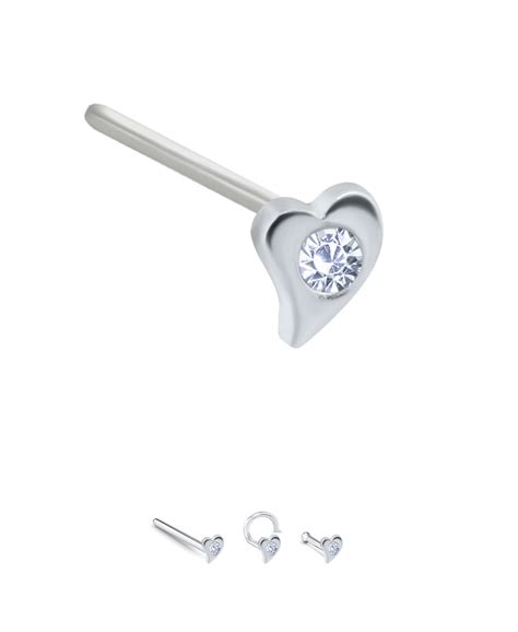 925 Sterling Silver Nose Ring Stud Heart Choose Your Style 22g