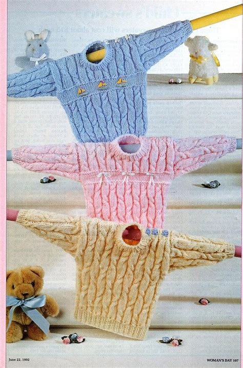 Aran Knitting Pattern Girl Boy Cable Sweaters 8 Ply Baby Baby Boy