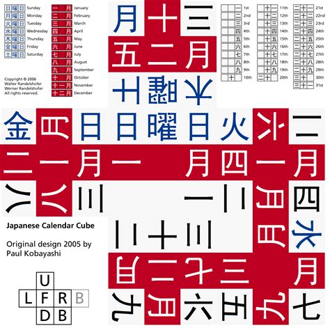 Japanese Kanji Calendar Cube