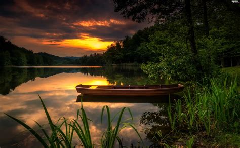 Boat Great Sunsets Lake Beautiful Views Wallpapers 4054x2500